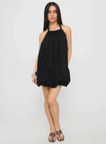 Friandise Bubble Hem Mini Dress Black