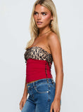 Wild Encore Strapless Top Red Leopard