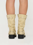 Allora Western Boots Beige Faux Suede