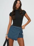 Elinora Wrap Mini Skirt Mid Blue Wash