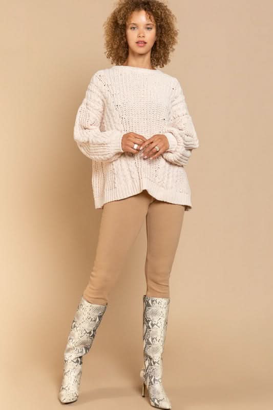 Josie Beige Oversized Knit Sweater