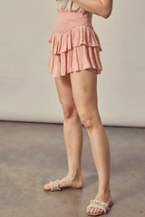 Monaco Coral Cloud Ruffled Skort
