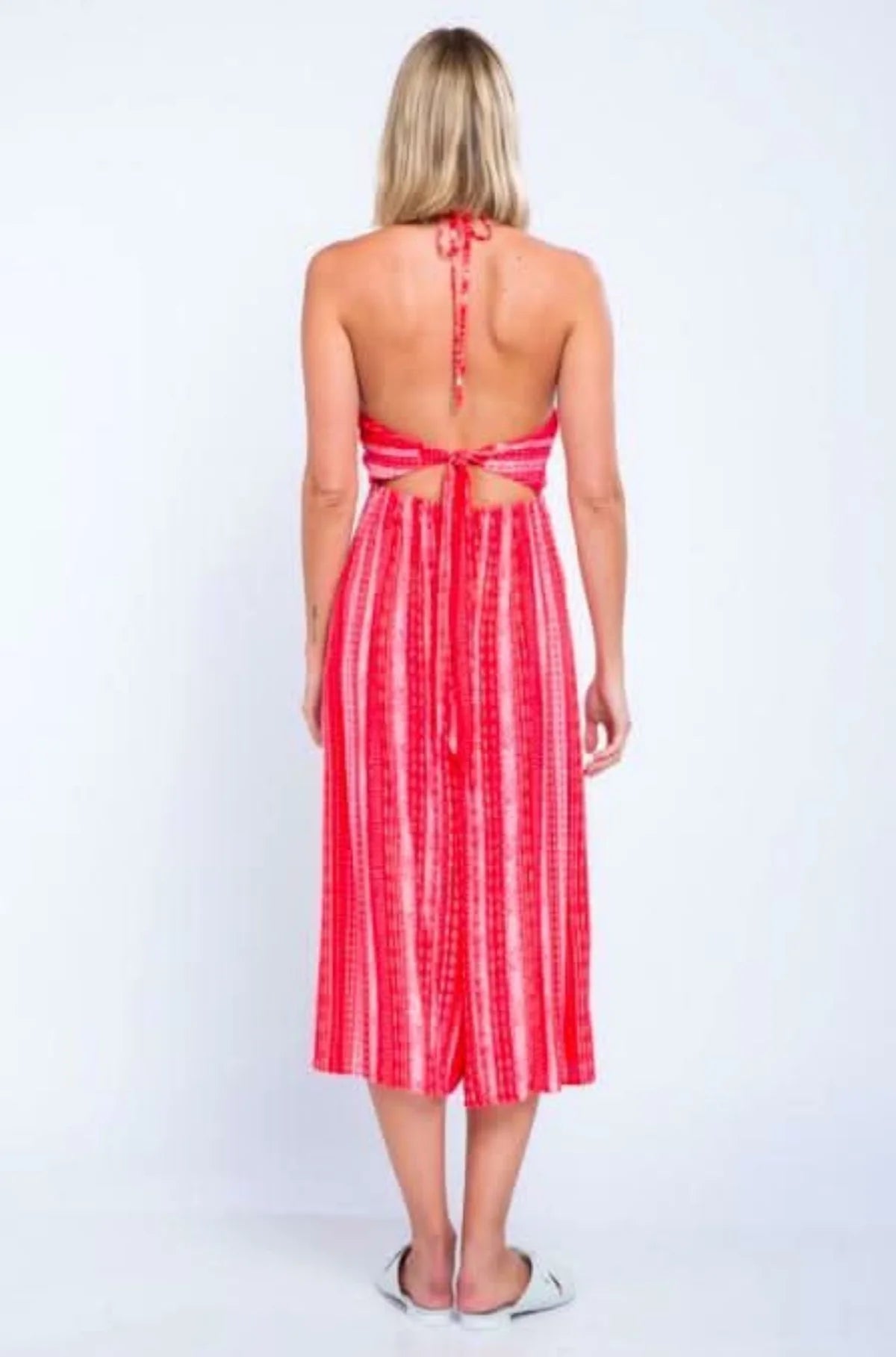 Mia Red Boho Print Cutout Culotte Jumpsuit