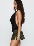 Full Throttle Pleated Mini Skirt Army Green