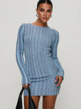 Postcodes Long Sleeve Mini Dress Blue