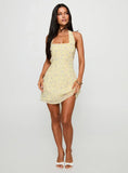 Rosamie Halter Mini Dress Cream Floral