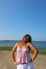Be My Baby Pink Boho Print Babydoll Top