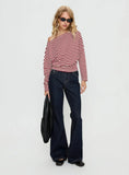 Deora Cinched Long Sleeve Top Red Stripe