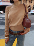 Xaria Off Shoulder Knit Sweater Tan