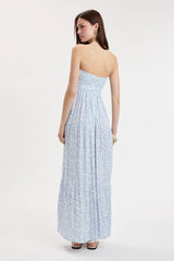 Selene Blue Ditsy Floral Strapless Maxi Dress