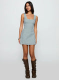 Dasha Mini Dress Blue Brown Check