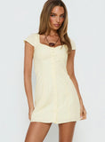 Marisella Button Down Mini Dress Butter Yellow
