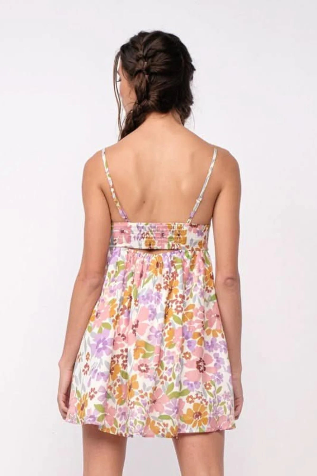 Andriana Lavender Floral Babydoll Cami Mini Dress