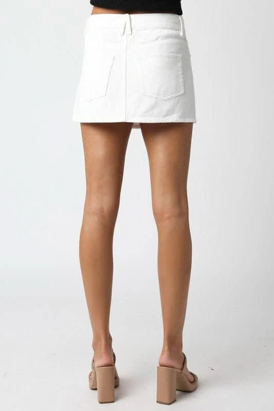 Monica Off White Denim Mini Skirt