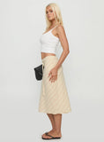 Asmara Tie Side Midi Skirt Yellow Stripe