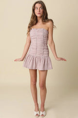 Taryn Pink Gingham Strapless Mini Dress
