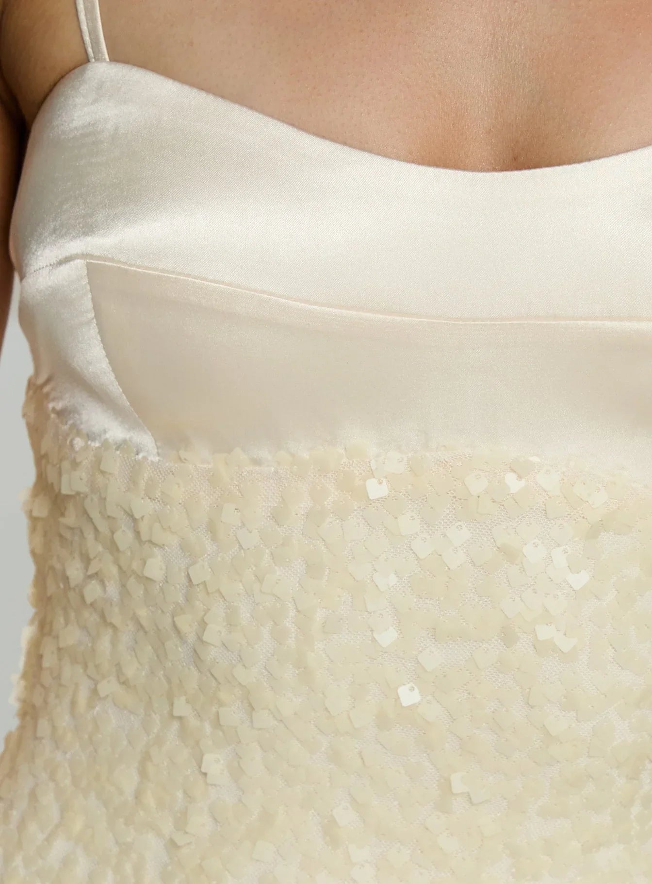 Alishia Satin Sequin Corset Mini Dress Butter