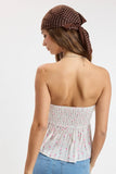 Briley Pink Floral Strapless Babydoll Top