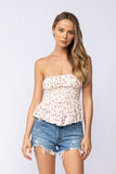 Amelia Peach Floral Strapless Top