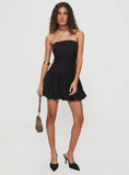 Nerine Bubble Hem Mini Dress Black