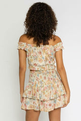 Lizza Taupe Floral Two Piece Ruffle Mini Dress