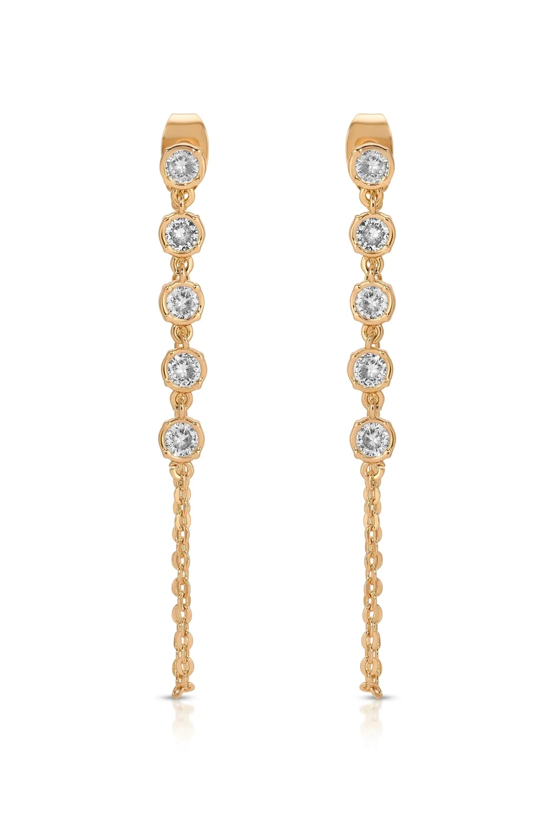 Ettika Crystal Chain Danglers Earrings