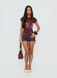 Raldor Short Sleeve Top Brown Floral