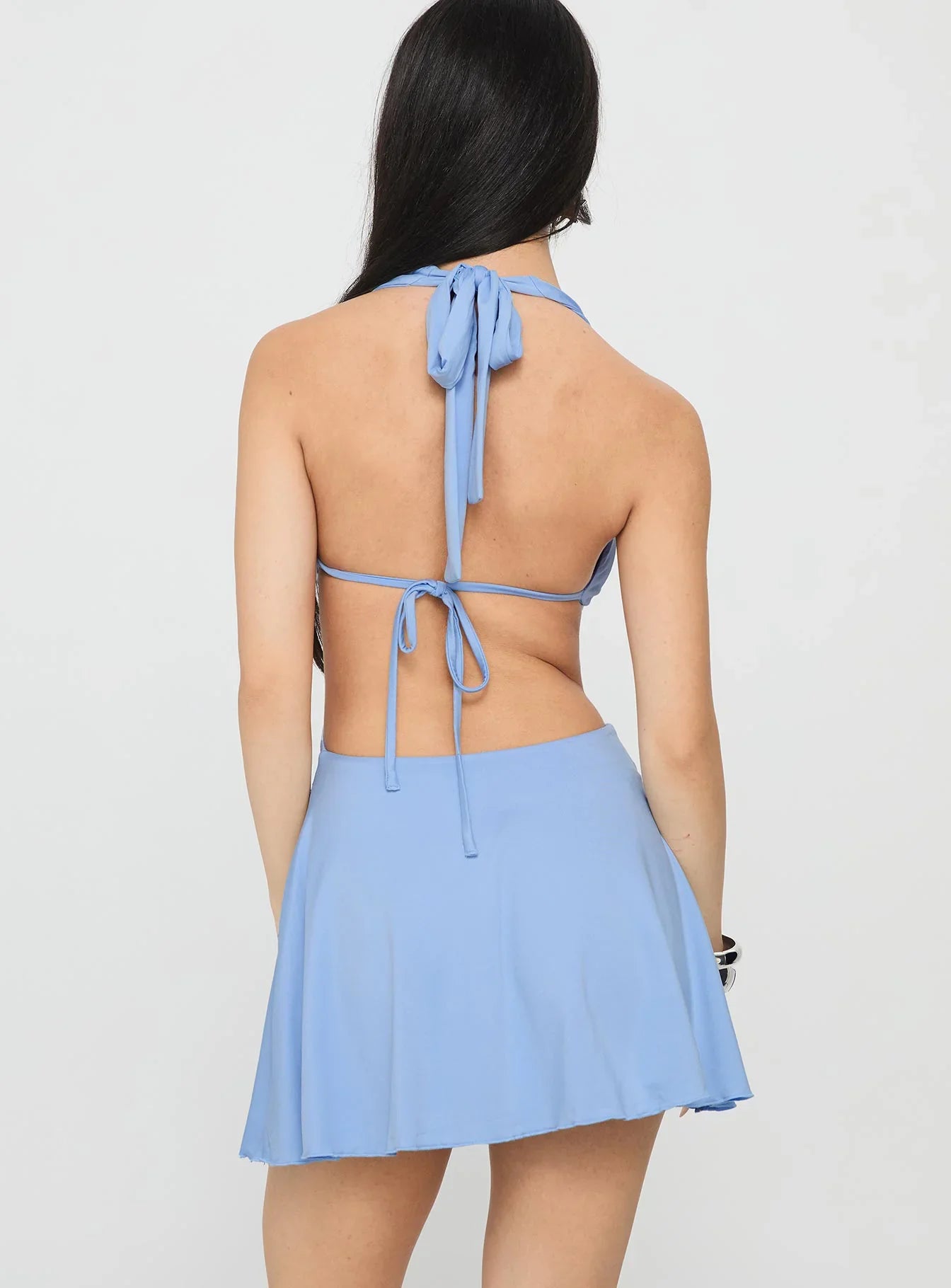 Maeva Halter Mini Dress Pastel Blue
