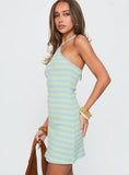 Cavatina Halter Mini Dress Blue Stripe