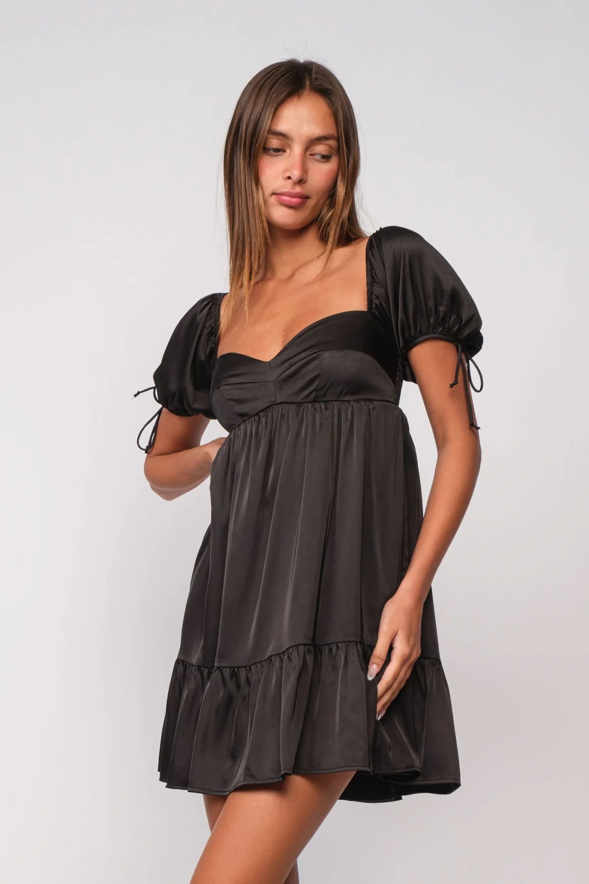 Addison Black Puff Sleeve Mini Dress