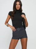 Titanium Belted Micro Short Charcoal