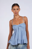 Gracie Blue Gingham Babydoll Twist Top
