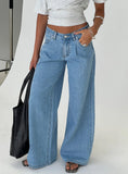 Supercut Low Rise Baggy Pleat Jeans Light Blue Wash