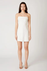Tina White Satin Strapless Mini Dress