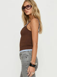 Varsity Star Layered Tank Top Brown Blue
