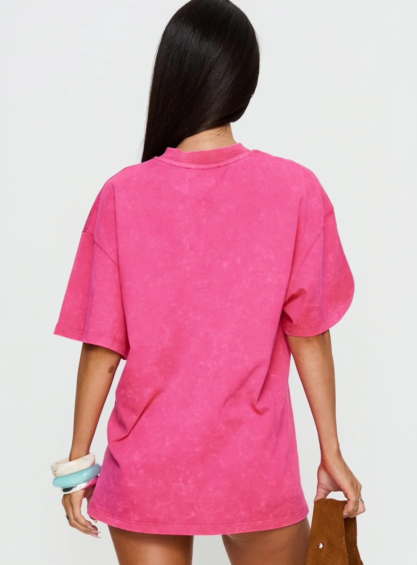 Santa Monica Beach Oversized Graphic Tee Washed Pink