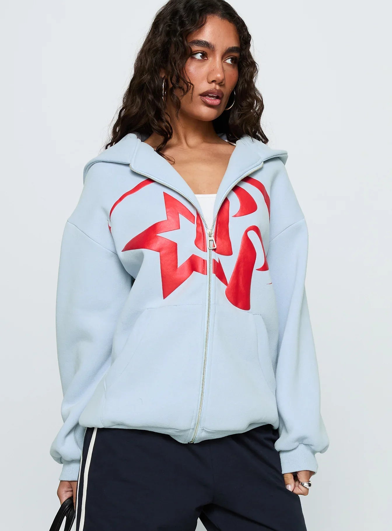 Starblazer Zip Up Graphic Hoodie Blue Red