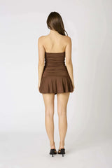 Gabbie Brown Strapless Ruched Mini Dress