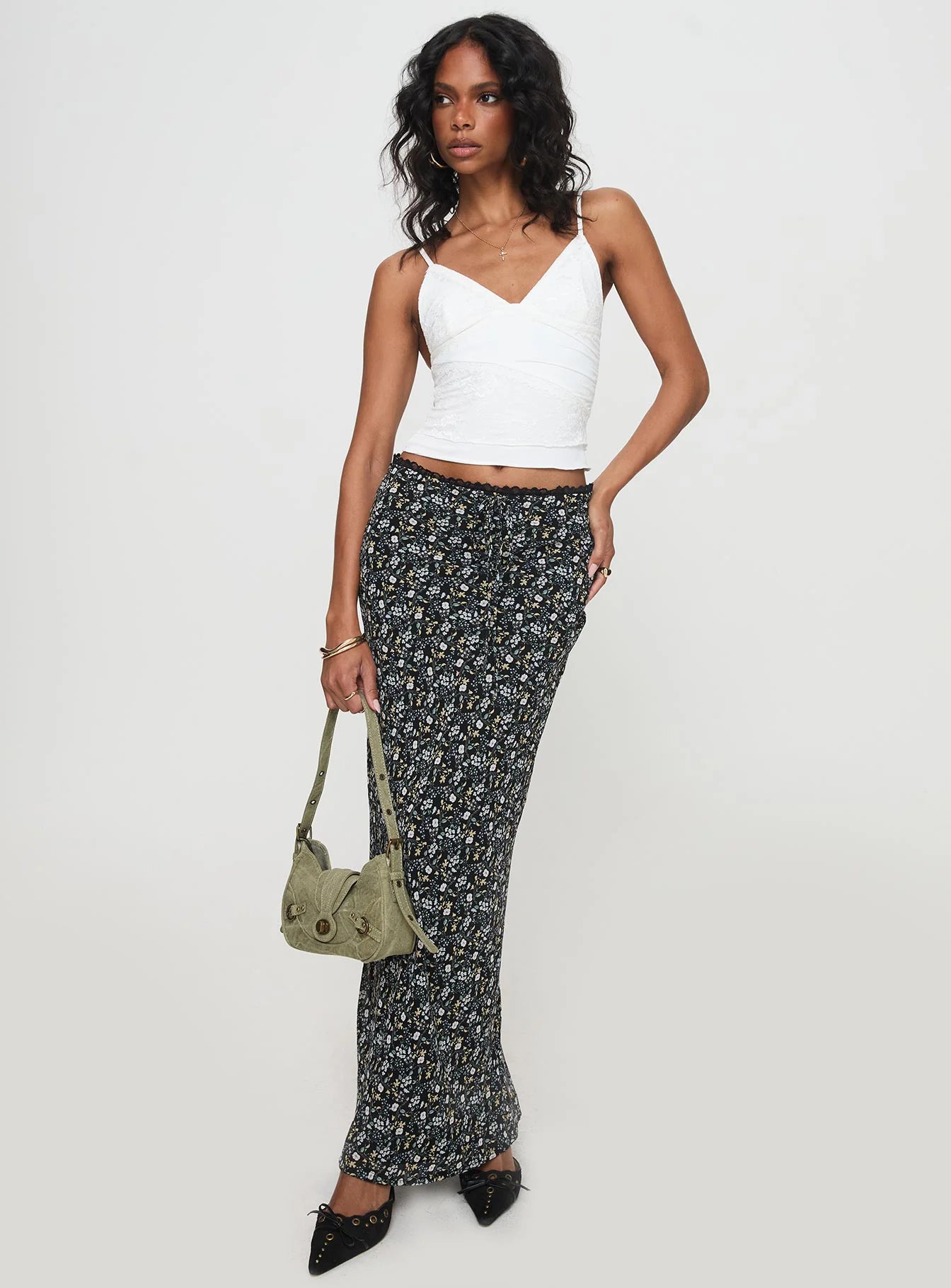 Emily Maxi Skirt Blue Black Floral