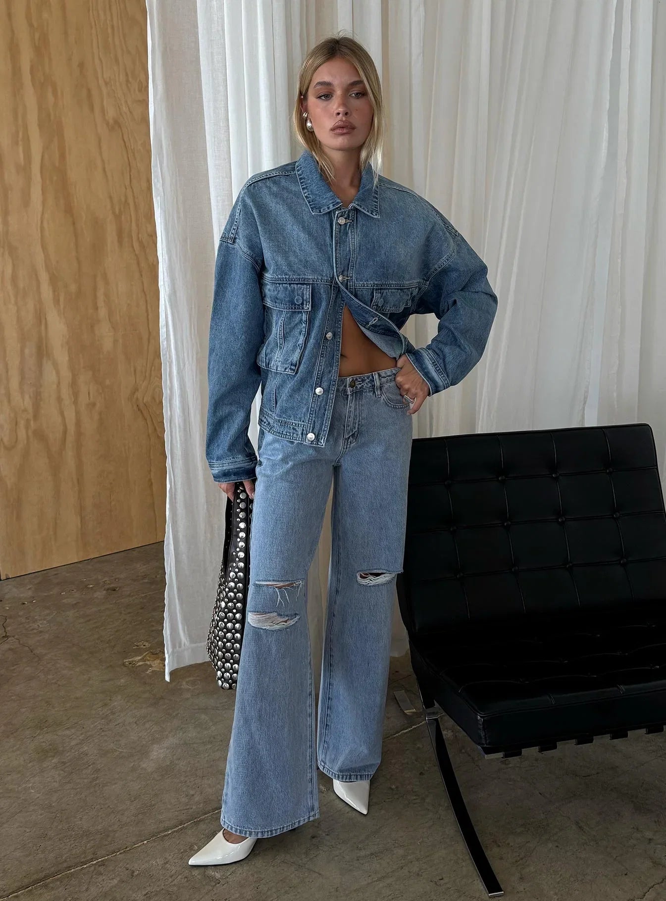 Kier Oversized Jacket Denim Mid Wash