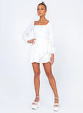 The Villa Long Sleeve Mini Dress White