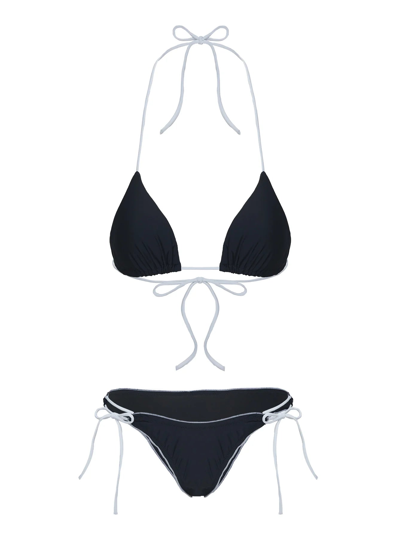 Jenner Triangle Bikini Top Black White