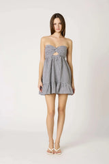 Argie Black Gingham Strapless Romper