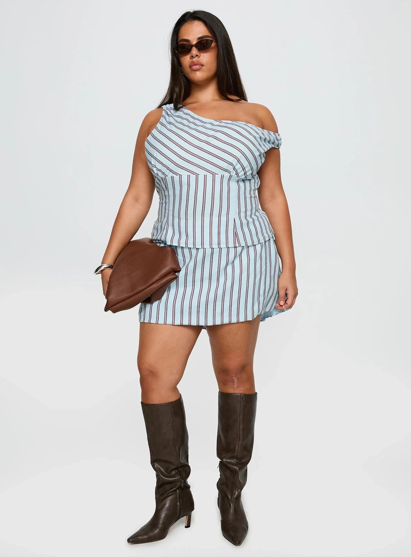 Del Rio Off The Shoulder Top Blue Maroon Curve