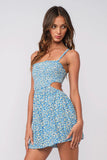 Molly Blue Floral Smocked Cutout Romper