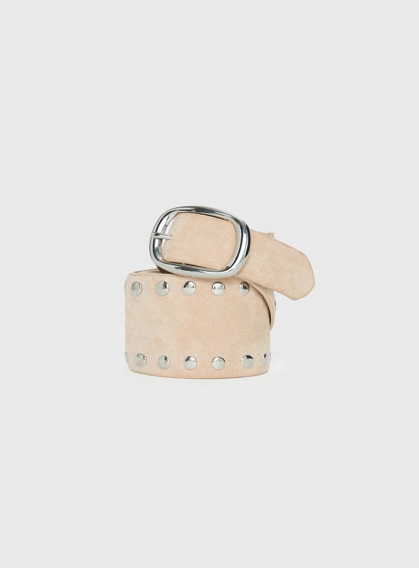 Spheres Stud Belt Beige Silver