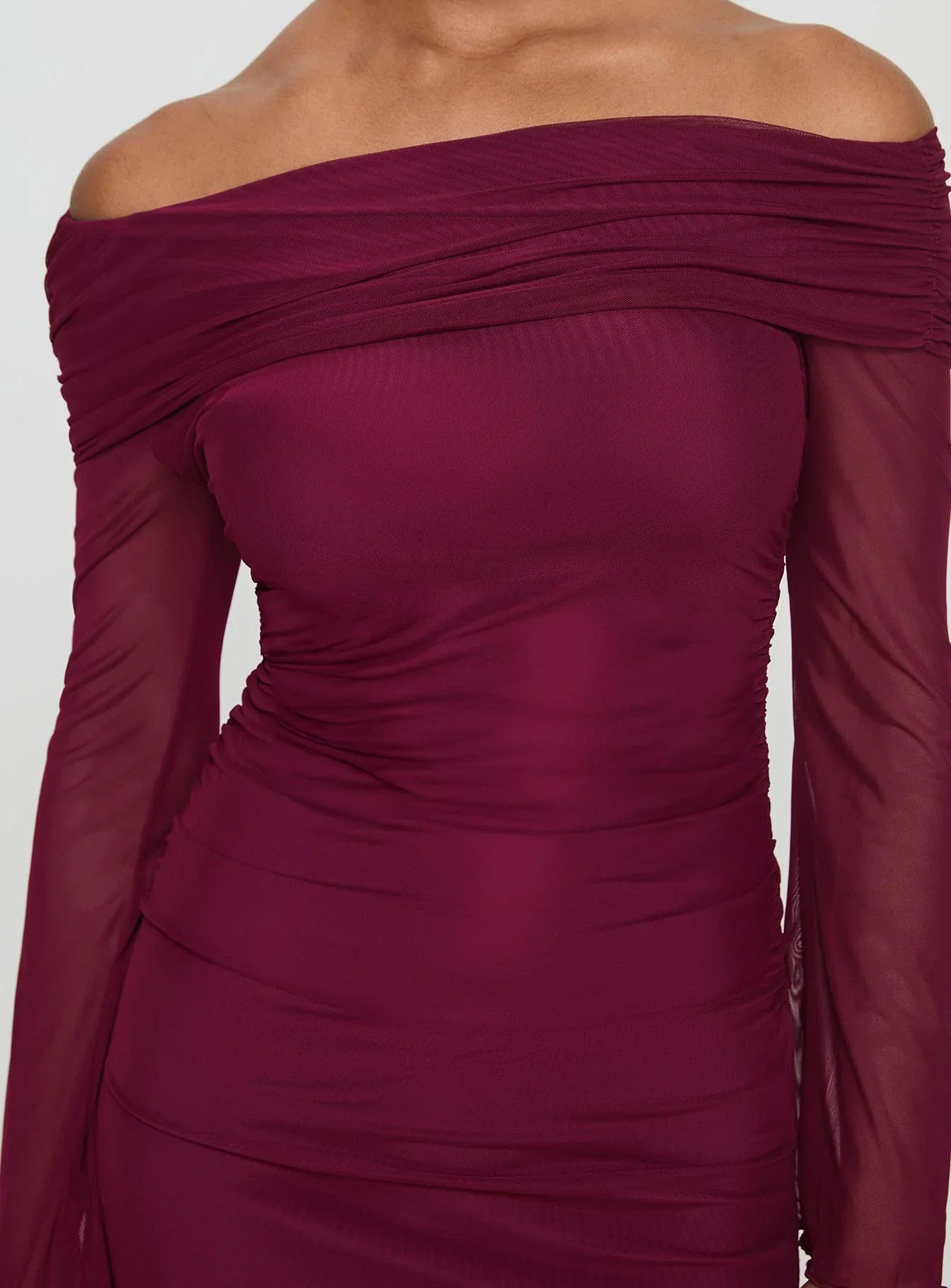 Consideration Long Sleeve Mini Dress Burgundy