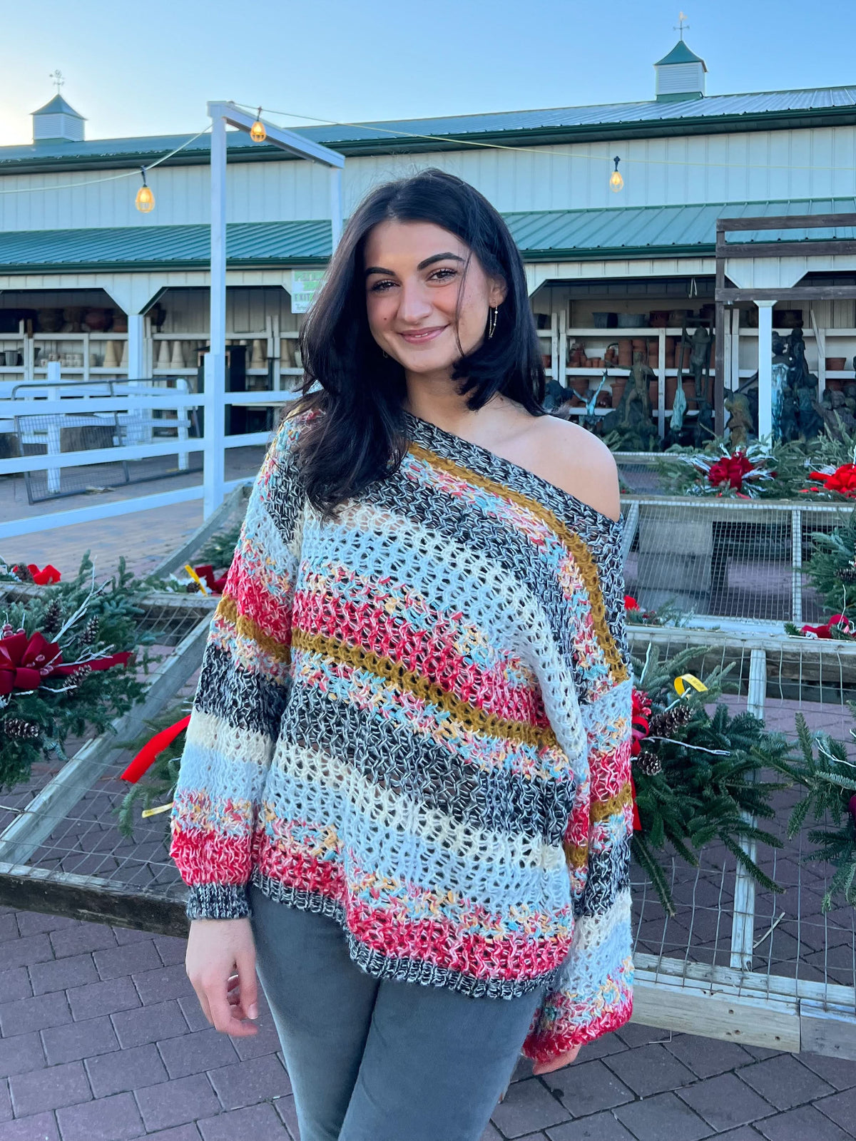 Andie Multi Color Striped Oversized Sweater