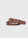 Rileigh Eyelet Faux Leather Belt Brown Gold
