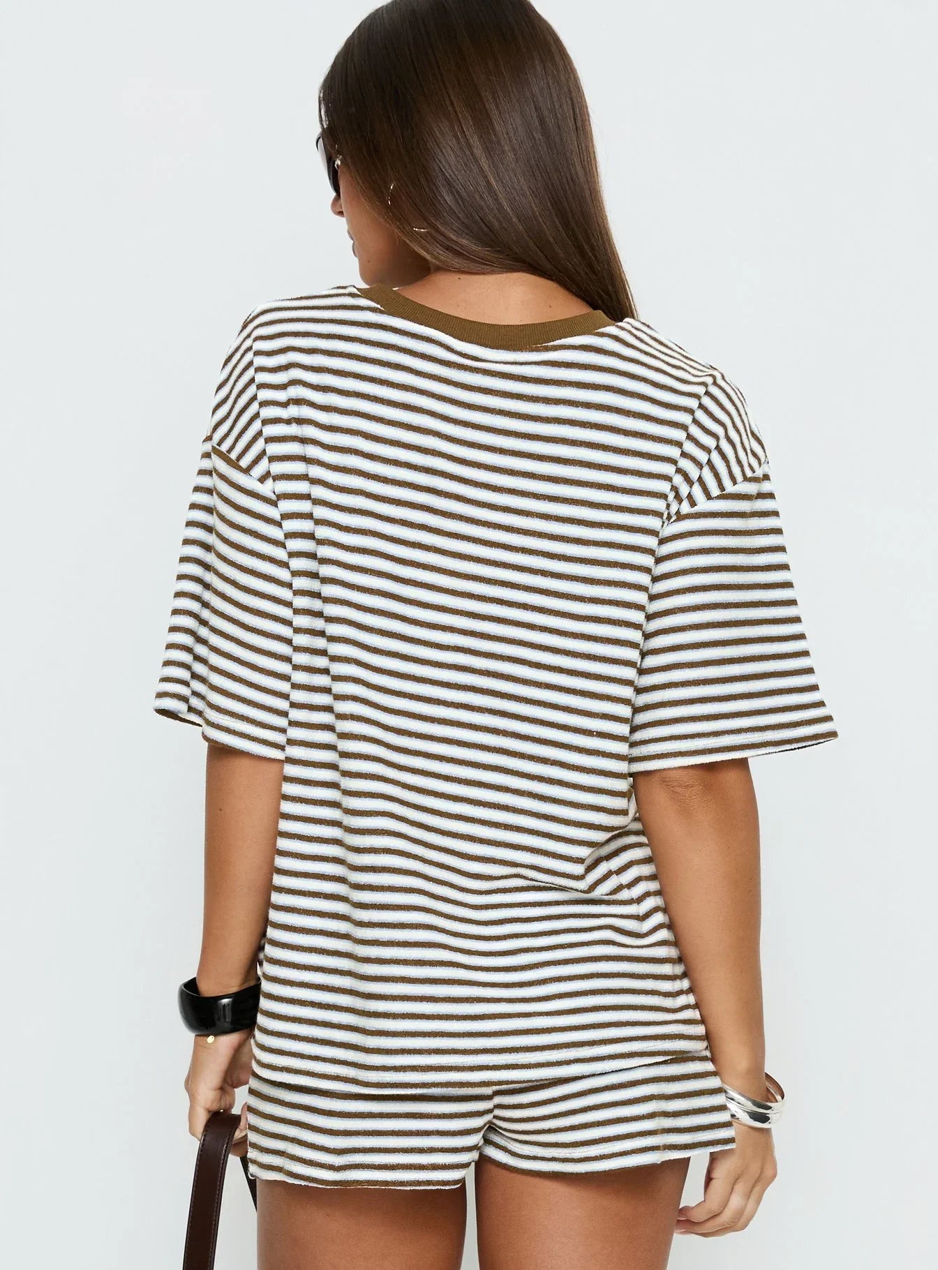 Selvina Terry Towelling Oversized Tee Multi Stripe